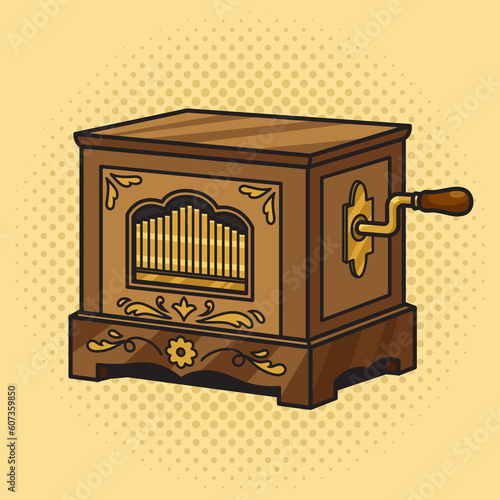Foto barrel street organ pinup pop art retro raster illustration