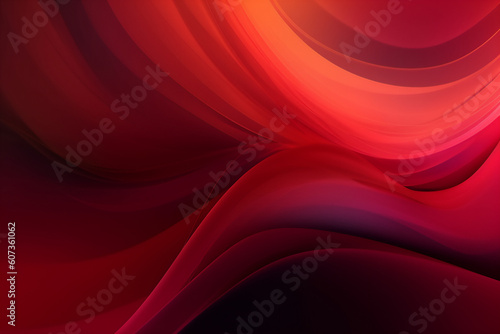 Generative ai illustration of abstract Red of big smooth chaotic wave with thin dynamic lines.