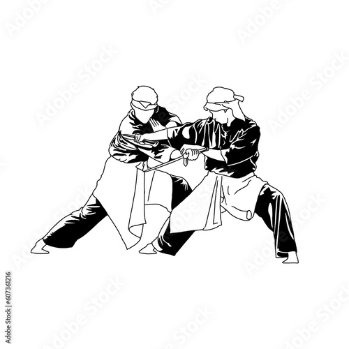 illustration of pencak silat duel 