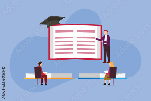 People get education 2d vector illustration concept for banner, website, illustration, landing page, flyer, etc.