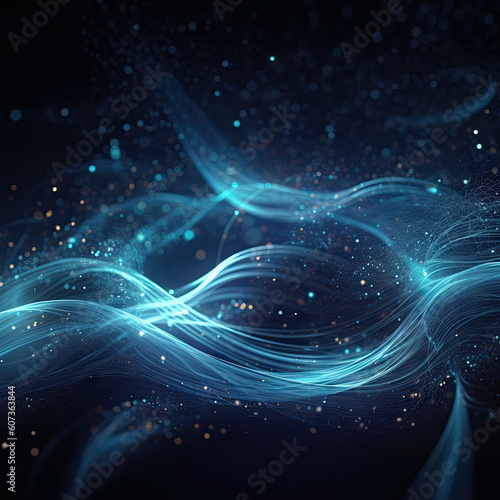 Flowing light in dark blue