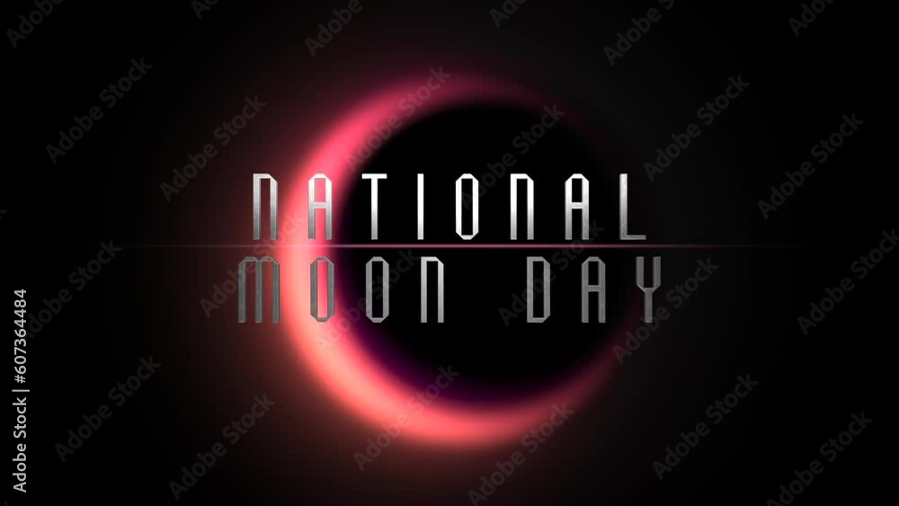 National Moon Day with red moon in dark galaxy, motion abstract futuristic, cosmos and sci-fi style background