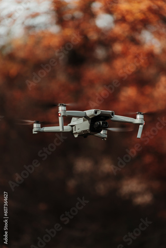 Mavic air 2 drone flying in the air autumn colours moody