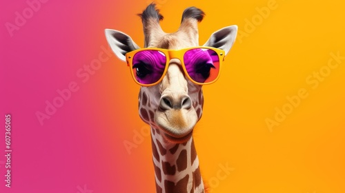Cool giraffe with sunglasses