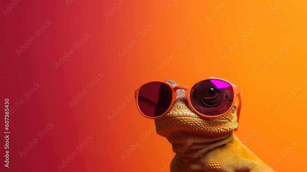 Fototapeta premium Cool lizard with sunglasses