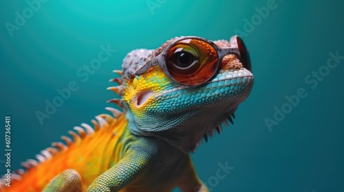 Cool lizard with sunglasses