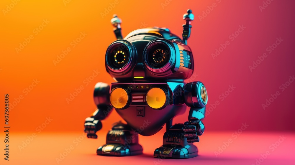 Cool robot on colorful background Cool robot on colorful background