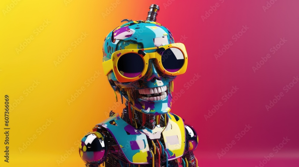 Cool robot on colorful background Cool robot on colorful background