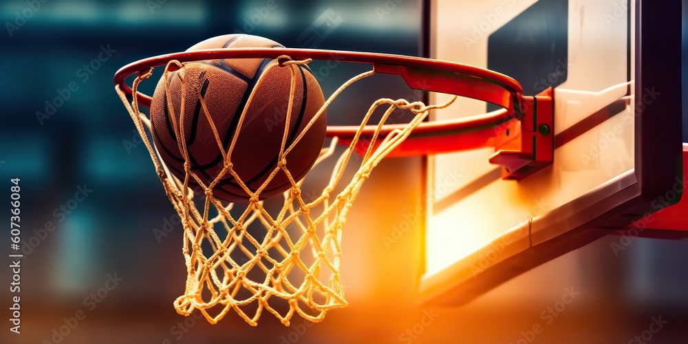 AI Generated. AI Generative. Photo realistic Illustration of basketball game hoop ball. Graphic Art