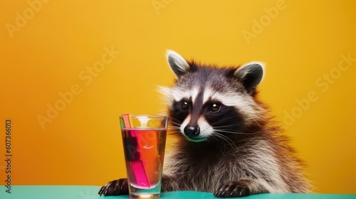 Racoon with cocktail