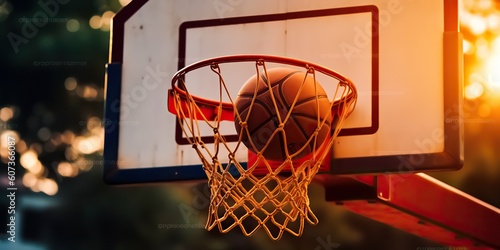 AI Generated. AI Generative. Photo realistic Illustration of basketball game hoop ball. Graphic Art © AkimD
