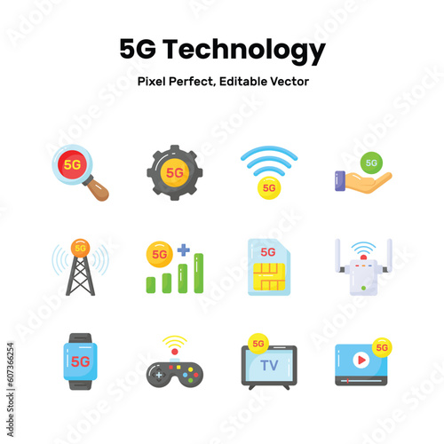 Transform your projects with our 5G network icons Add a touch of sophistication and convey the promise of lightning-fast connectivity to captivate your audience