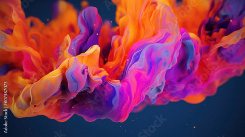 Vivid colorful background, an explosion of colors spilling in the water like a wave. Paint that flows. Generative AI.