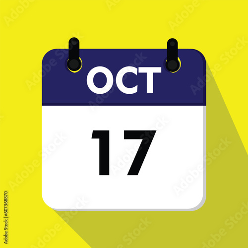 new calender, 17 october icon with yellow background