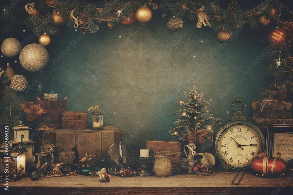 AI generative traditional and vintage illustration with a christmas theme