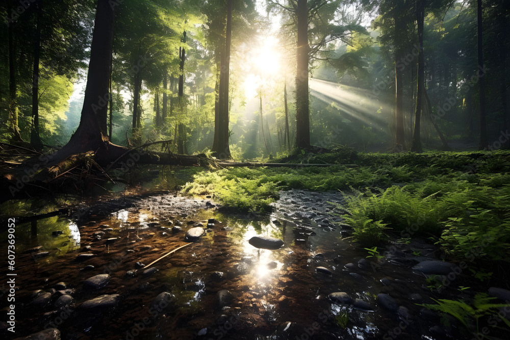 The serene beauty of a secluded forest The serene beauty of a secluded forest