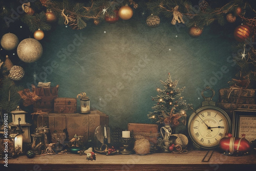 Obraz na płótnie AI generative traditional and vintage illustration with a christmas theme w salonie