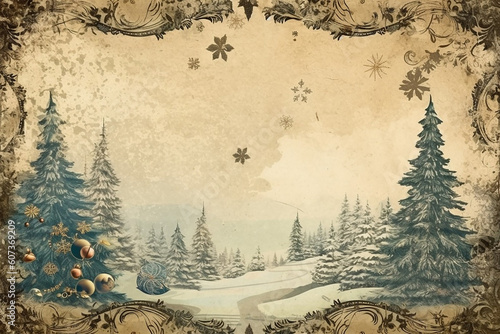 Obraz na płótnie AI generative traditional and vintage illustration with a christmas theme w salonie
