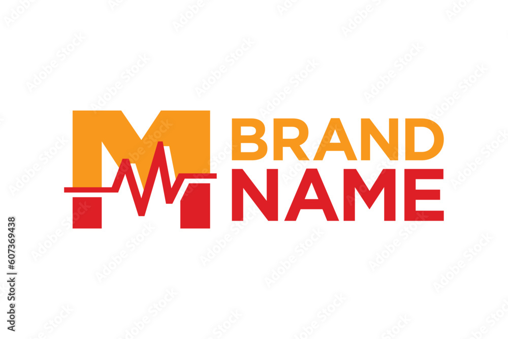 letter M with pulse line or graphic line for initials or name logo medical, marketing, business, modern logo and many more. letter M with pulse line or graphic line for initials or name logo medical, marketing, business, modern logo and many more.