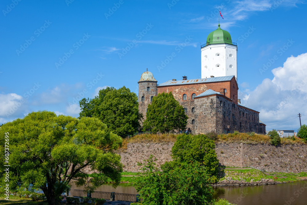 Vyborg, view of the old castle from Severny Val street