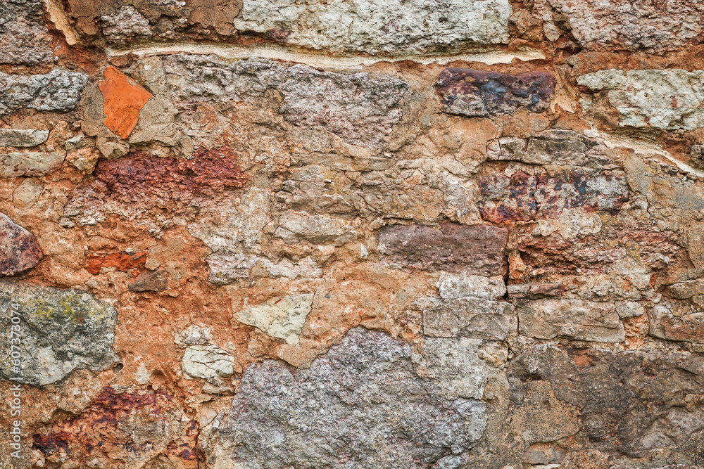 Fototapeta premium Ancient brick wall. Old wall texture background.