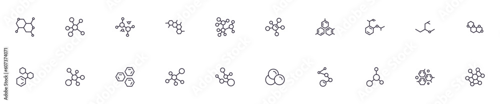 Collection of modern molecule outline icons. Set of modern illustrations for mobile apps, web sites, flyers, banners etc isolated on white background. Premium quality signs. - obrazy, fototapety, plakaty 
