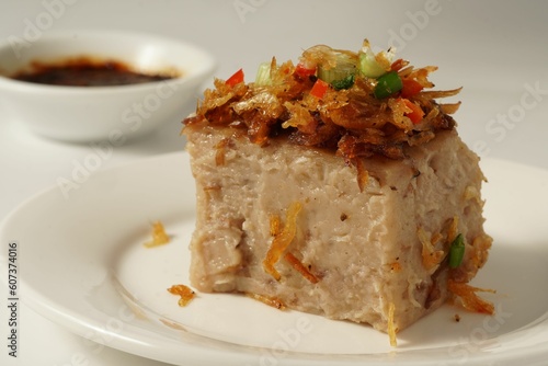 Closeup shot of the South East Asian Steamed Yam Cake