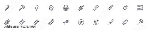 Collection of modern candy outline icons. Set of modern illustrations for mobile apps, web sites, flyers, banners etc isolated on white background. Premium quality signs.