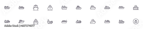 Ship concept. Collection of ship high quality vector outline signs for web pages, books, online stores, flyers, banners etc. Set of premium illustrations isolated on white background