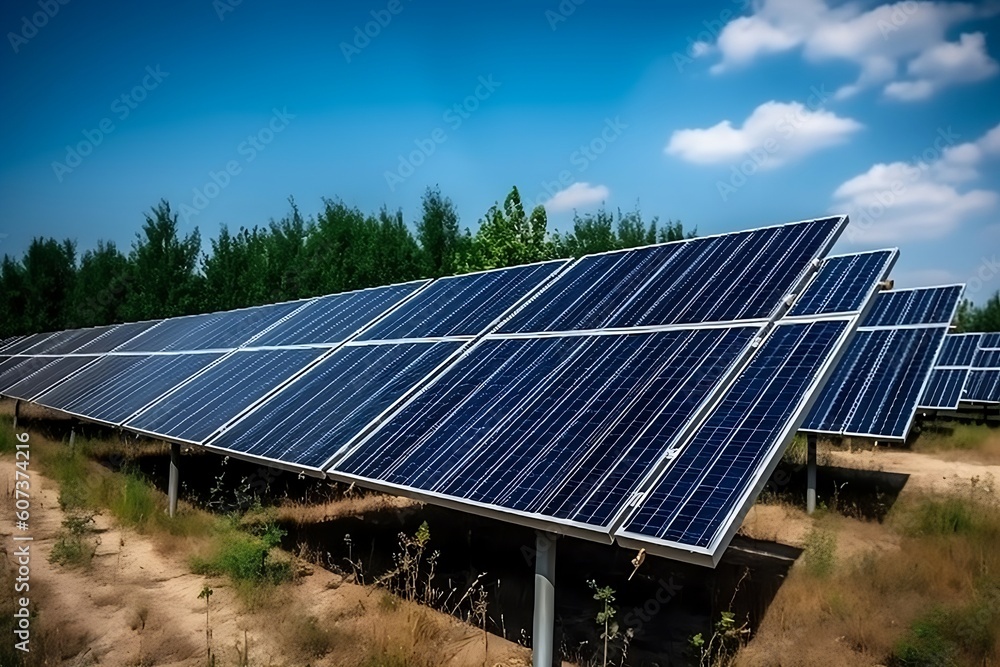 View of the solar panels. Green and safe energy. Renewable energy sources. View of the solar panels. Green and safe energy. Renewable energy sources.