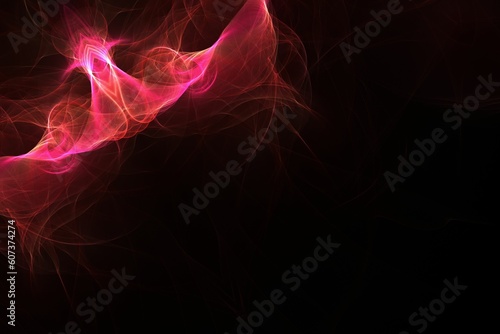 Black background with flowing bright pink lights and copy space