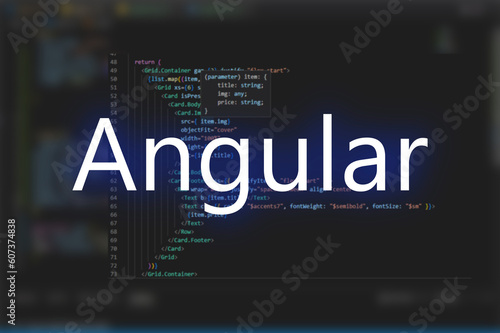 Fotografi Angular inscription against  code background