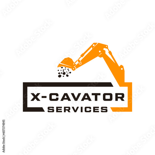 Excavator services logo design vector illustration 