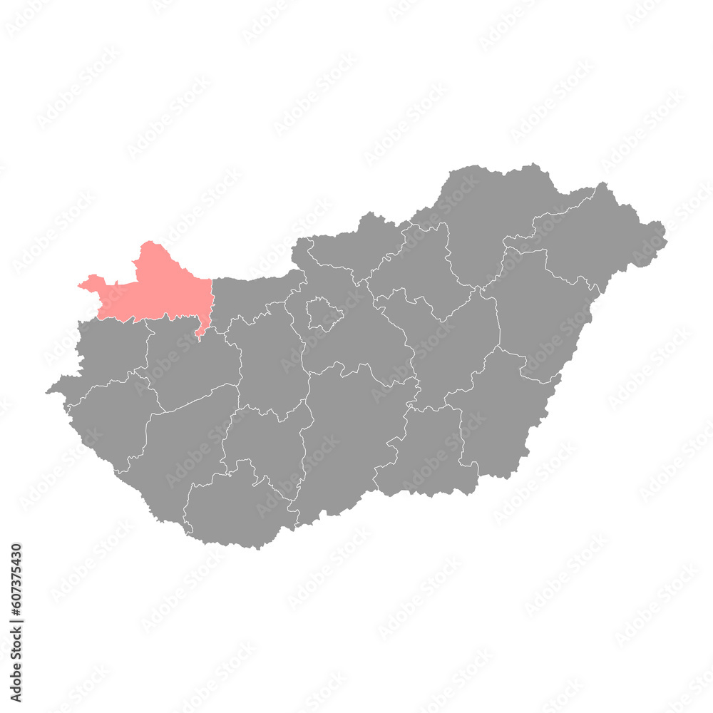 Gyor Moson Sopron county map, administrative district of Hungary. Vector illustration.
