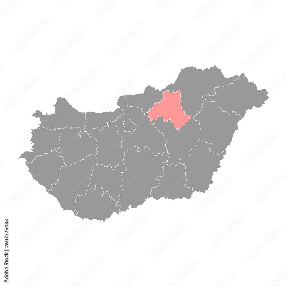 Obraz premium Heves county map, administrative district of Hungary. Vector illustration.