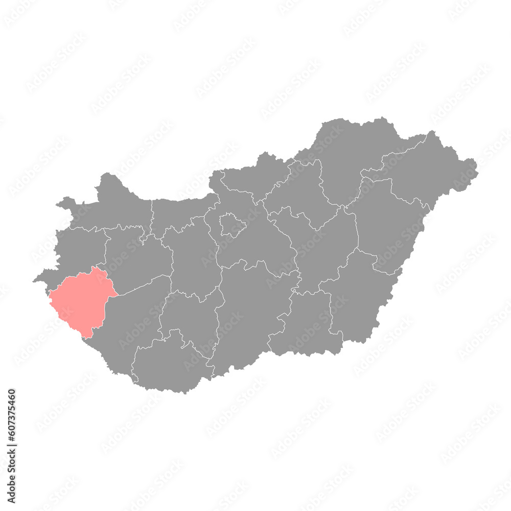 Zala county map, administrative district of Hungary. Vector illustration.