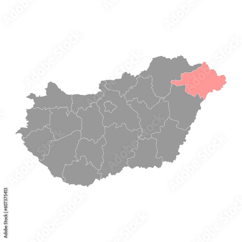 Szabolcs Szatmar Bereg county map, administrative district of Hungary. Vector illustration. photo