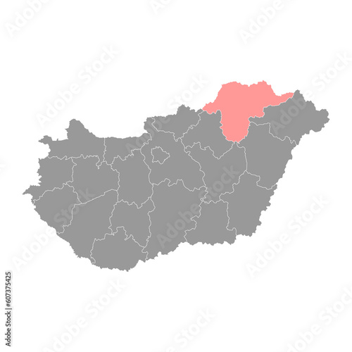 Borsod Abauj Zemplen county map, administrative district of Hungary. Vector illustration.