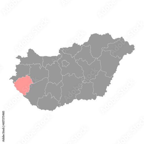 Zala county map  administrative district of Hungary. Vector illustration.