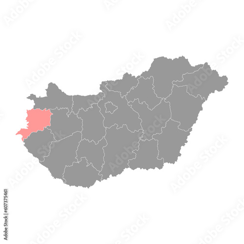 Vas county map  administrative district of Hungary. Vector illustration.