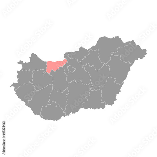 Komarom Esztergom county map  administrative district of Hungary. Vector illustration.