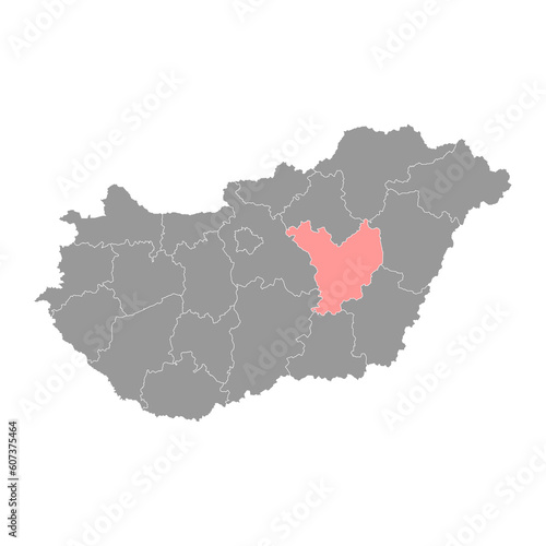 Jasz Nagykun Szolnok county map, administrative district of Hungary. Vector illustration. photo
