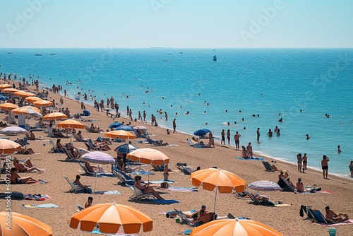 Wallpaper Mural Bustling Beach Scene with Recreational Activities - AI Generative Torontodigital.ca