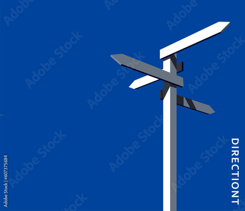 Vector illustration with direction indicator on blue background