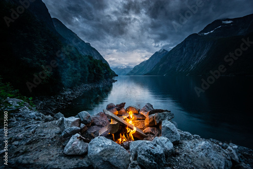 bonfire at the fjord