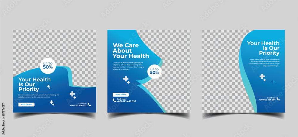 medical specialist & healthcare social media for web banner template 
