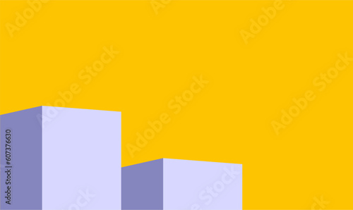 Box. Illustration of a building or podium. Flat design. With a yellow background.