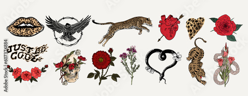 Rock and Roll labels, stickers, badges and prints for t shirt collection