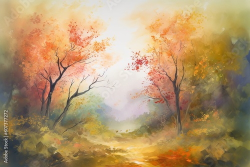 autumn landscape oil -Ai