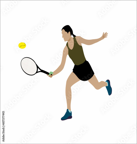 tennis player hitting ball, action, minimalist style clip art preview
